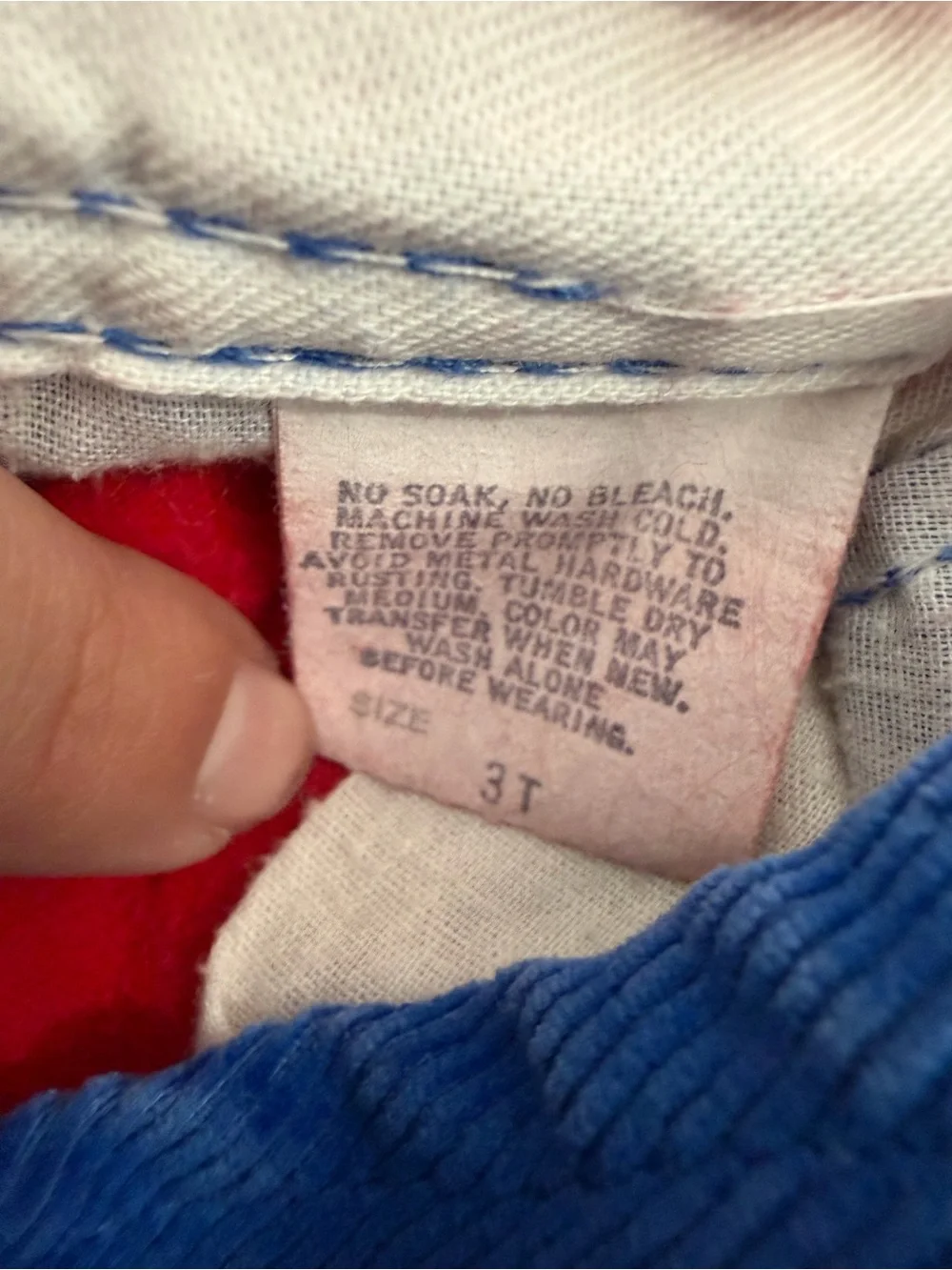 Vintage OshKosh B’Gosh Blue Corduroy Flannel Lined 3T Overalls